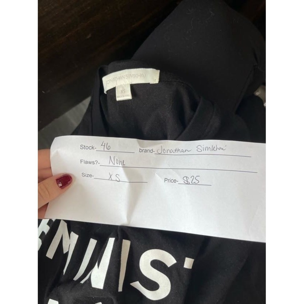 Jonathan Simkhai "Feminist AF" Pima Cotton Tee in Black - Size XS - Picture 8 of 8